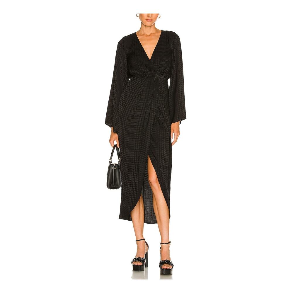 House of Harlow 1960 Black Wrap Midi Dress xxs Revolve